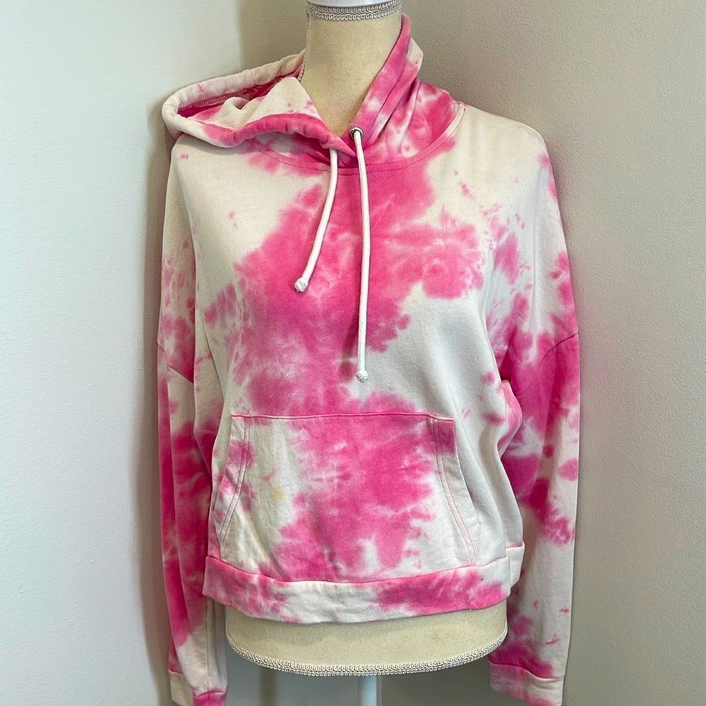 Aqua Brand Pink/White Tye Dye Hooded Sweatshirt